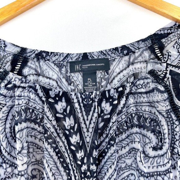 Y2K Womens M Sheer Paisley Mesh Ruffle Blouse Whimsical Fairy Grunge Festival - Picture 3 of 12